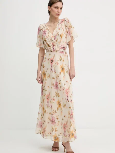 Luisa Spagnoli rochie de vară mătase Panneggio bej