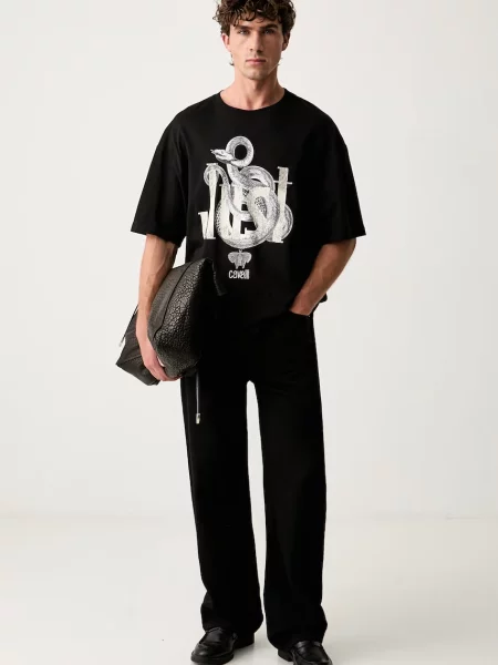 Just Cavalli tricou pentru bărbați din negru