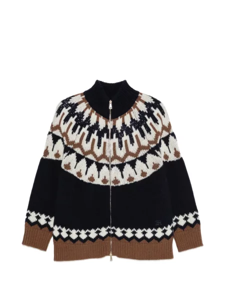 Cardigan Ermanno Firenze cu paiete tricotate albastru