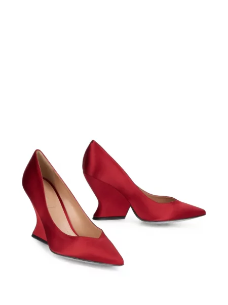 Pantofi cu toc Alberta Ferretti din satin roșu