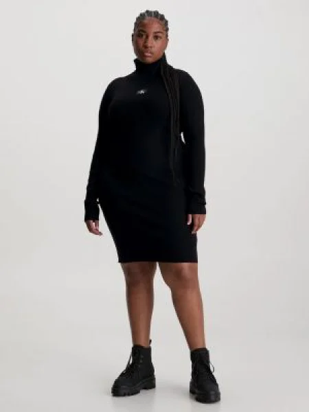 Calvin Klein Jeans Rochie BADGE ROLL NECK negru
