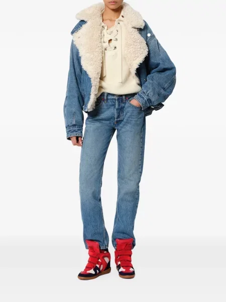 Szarvasbőr éksarkú sneaker Isabel Marant piros