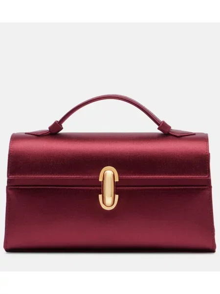 Geantă plic Savette din satin bordo