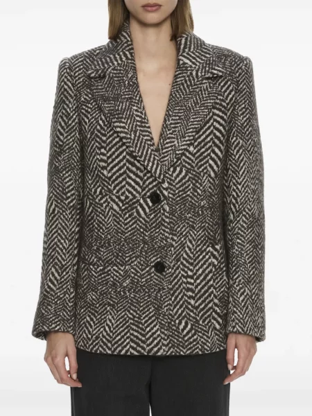 Palton Christopher Esber cu model herringbone maro