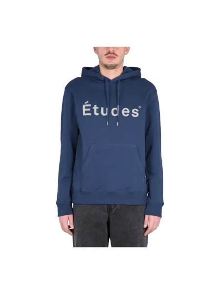 Bluza z kapturem Etudes z logo niebieska