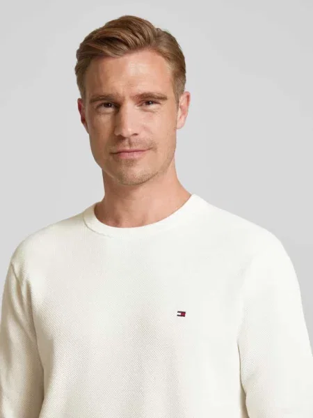 Klasyczny Sweter z Okrągłym Dekoltem Tommy Hilfiger biały