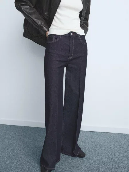 Прямі джинси MANGO темно-синій сині