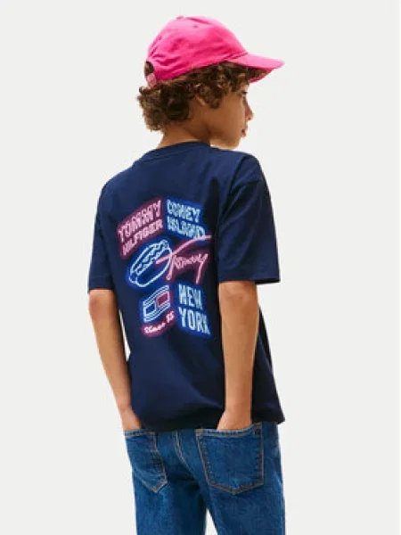 Tommy Hilfiger Marškinėliai Neon Graphic Tamsiai Regular Fit mėlyna