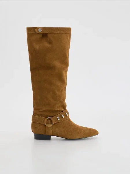 Замшевые ботфорты Reserved коричневые