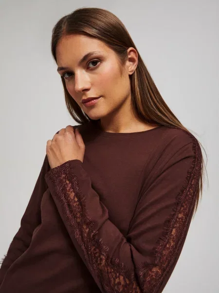 Bluză Marisse din dantelă maro