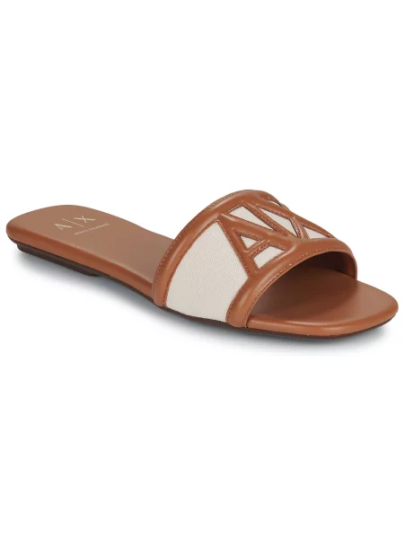 ARMANI EXCHANGE Saboți TINA crem / maro coniac bej