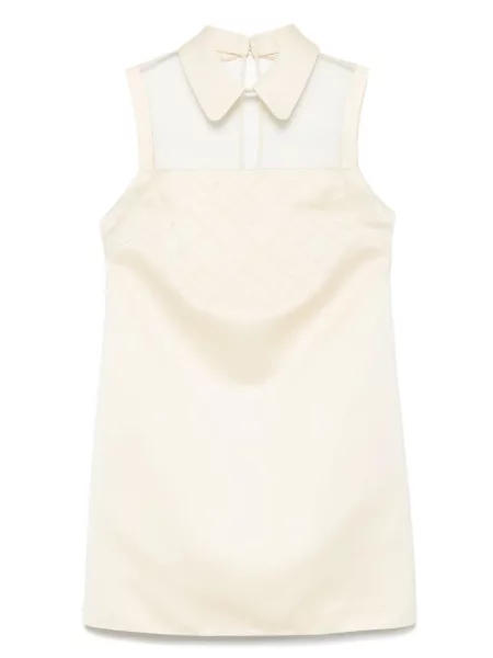 Satynowa mała sukienka mini Elisabetta Franchi garniturowa żółta