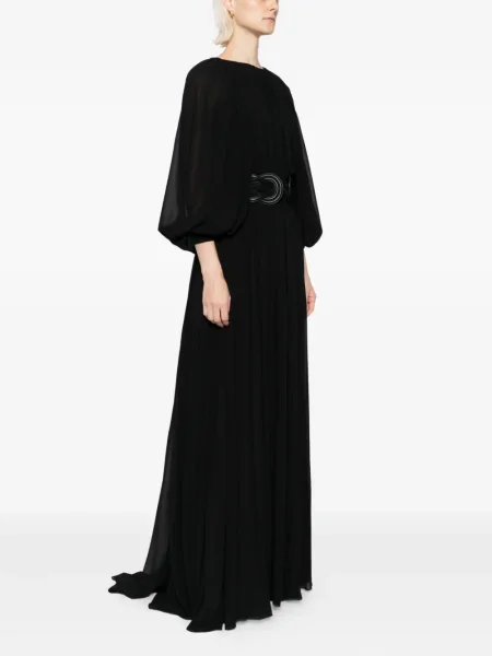Rochie maxi Saiid Kobeisy plisată de costum negru