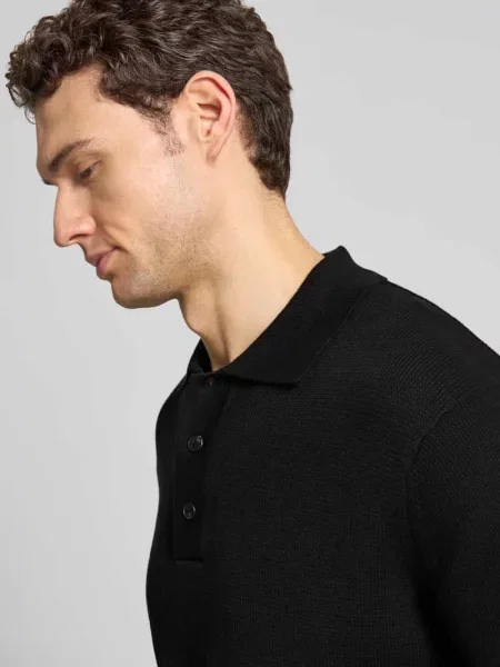 Koszulka polo o kroju relaxed fit z czystej bawełny model DANE' Selected Homme czarne