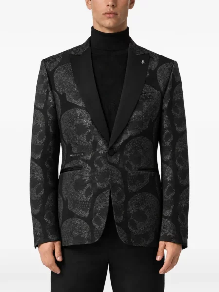 Sacou Philipp Plein din jacard negru