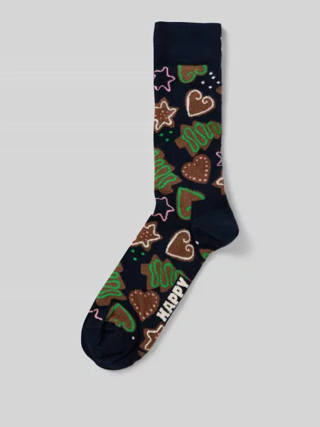 Skarpety z wyhaftowanym logo model ‘Gingerbread Cookies’ Happy Socks granatowe