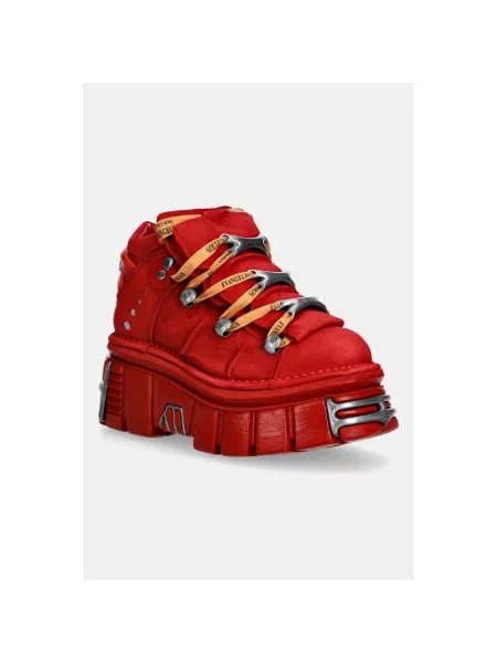 New Rock buty nubukowe NOBUCK ROJO + IMPERFECT TOWER ROJO TORNILLOS czerwone