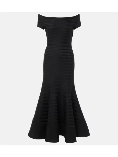 Rochie maxi Carolina Herrera cu dungi de costum negru