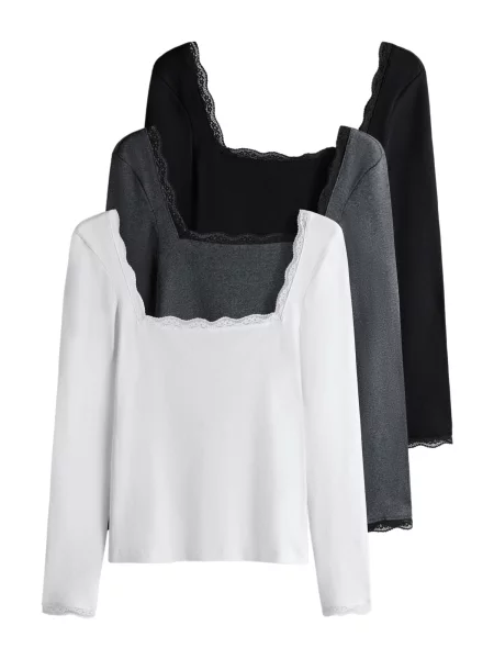 The Set Tricou gri închis / negru alb