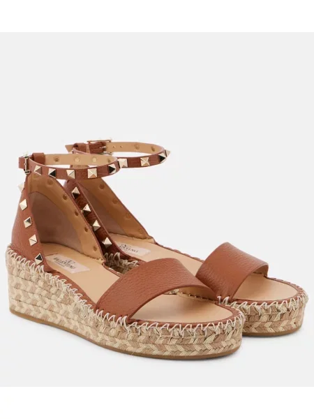 Espadrile Valentino Garavani din piele maro