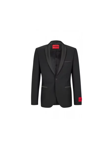 Marynarka o kroju slim fit z brustaszą Hugo czarna
