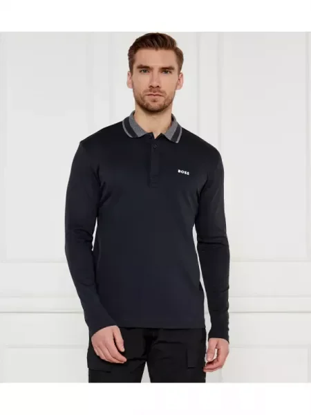 BOSS GREEN Polo Plisy 2 negru