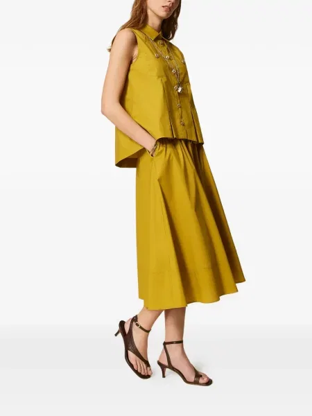 Fustă midi Twinset până la genunchi galben