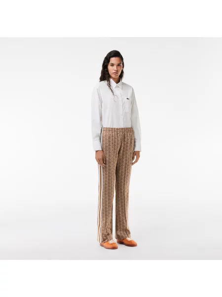 Lacoste Spodnie Dresowe Z Nadrukiem Monogramu brązowe