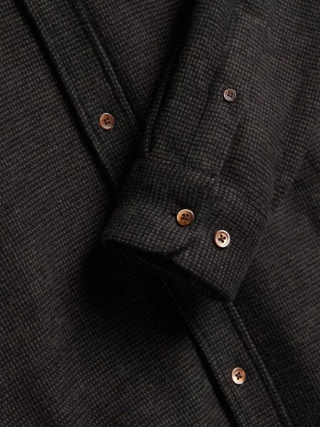 "houndstooth" rašto flanelinė marškiniai Portuguese Flannel ruda