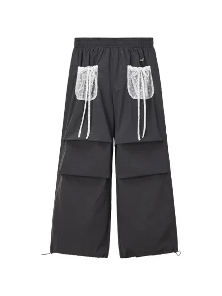 Pantaloni Mini Cream din dantelă gri