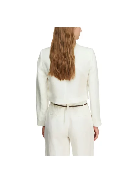 Comma Kurtki Kobieta S Len Cropped Blazer biały
