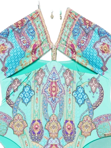 Costum de baie Camilla cu gât halter albastru