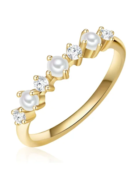 Glanzstücke München Prstan zlato-rumena / transparentna / biserno bela