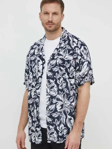 Košile Tommy Hilfiger tmavomodrá relaxed