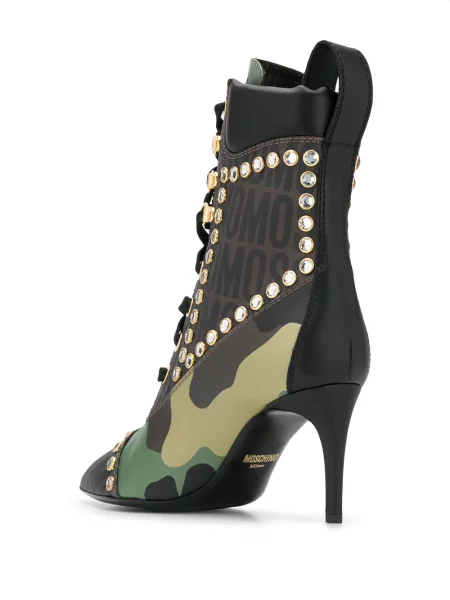 Botine Moschino cu imagine cu model camuflaj verde