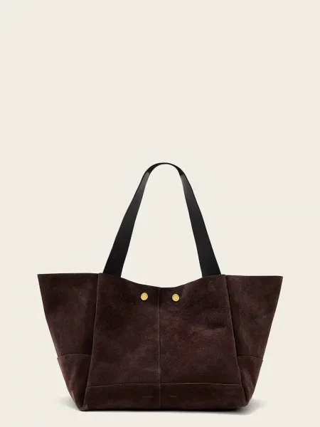 AllSaints geantă shopper pentru femei din piele întoarsă ROSALIE maro