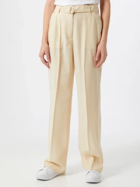 TOMMY HILFIGER Nohavice s pukmi TOMMY HILFIGER X ABOUT YOU WL BELTED PANT' béžová