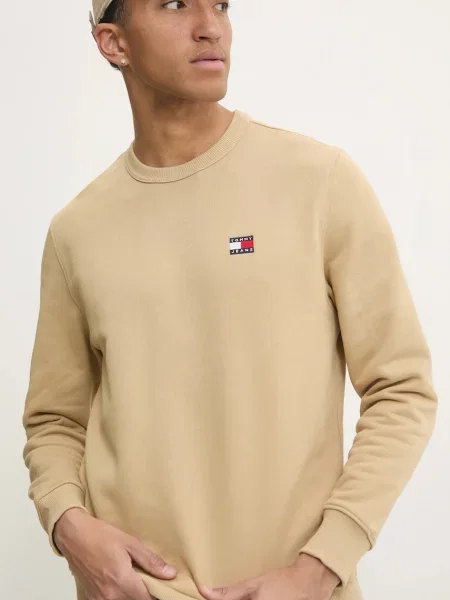 Dukserica Tommy Jeans za muškarce s aplikacijom bež