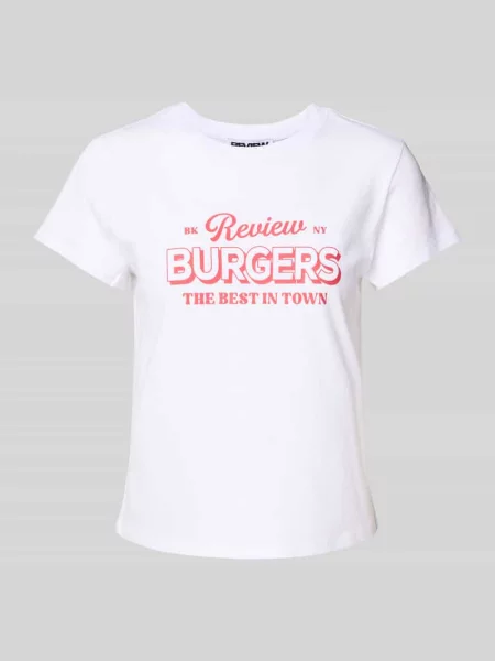T-shirt z nadrukiem z logo Review biała