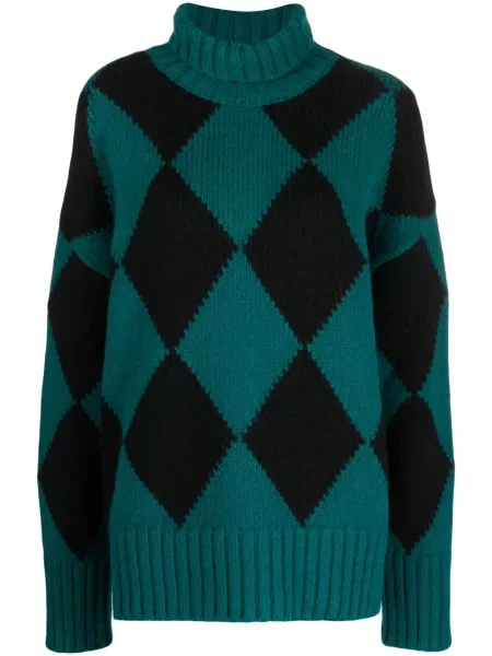 Pulover La Doublej cu model argyle verde