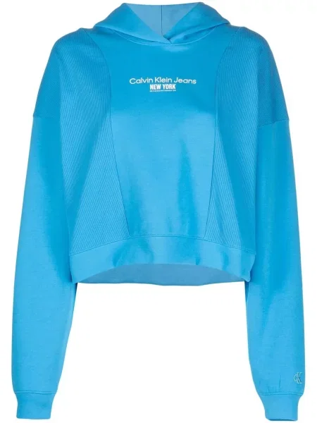 Hanorac cu glugă Calvin Klein Jeans cu imagine albastru