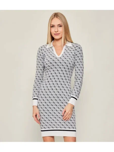GUESS Rochie AUBREY cu adaos de lână alb