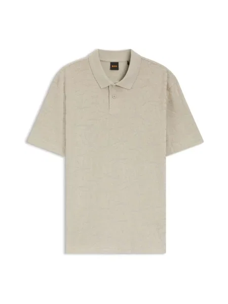 Koszulka polo o kroju regular fit z mieszanki bawełny model PE_FLOWER' Boss Orange beżowa