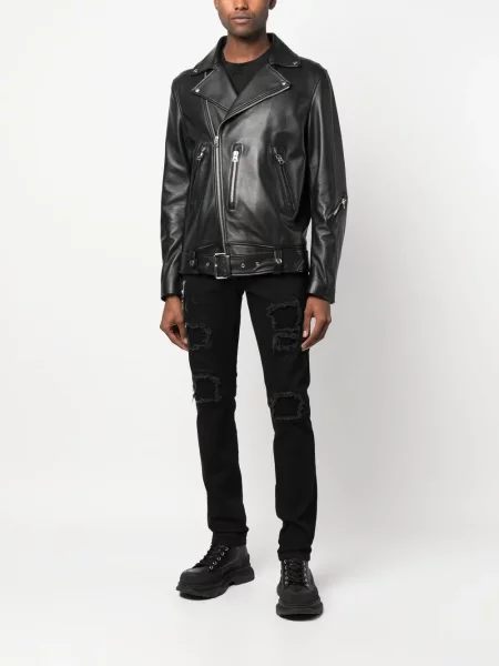 Džinsai Philipp Plein su įbrėžimais juoda