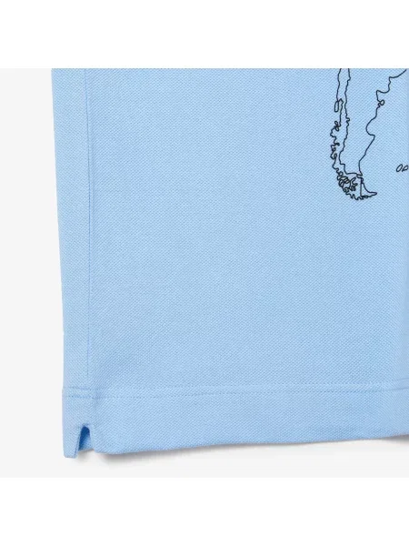Lacoste Koszulka Polo Z Nadrukiem Z Organicznej Bawełny Piqué niebieska