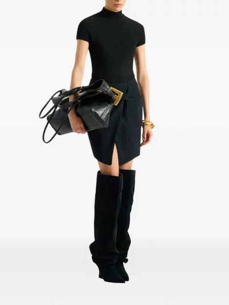 Geantă shopper Balmain din piele negru