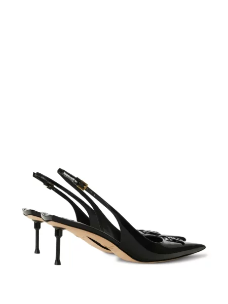 Iš natūralios odos bateliai Elisabetta Franchi slingback juoda