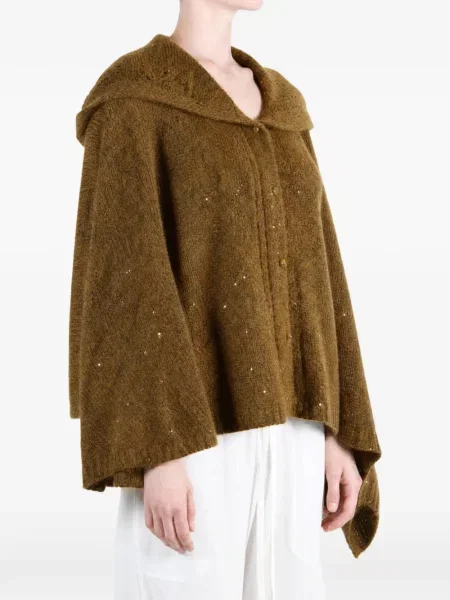 Cardigan Yangkehan cu paiete tricotate maro