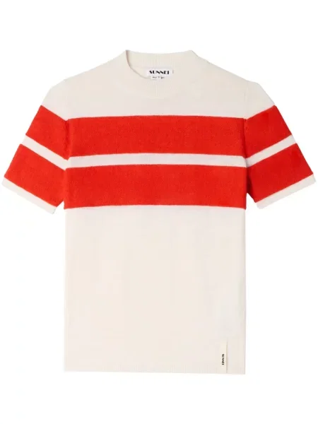 Tricou Sunnei cu dungi scurt alb