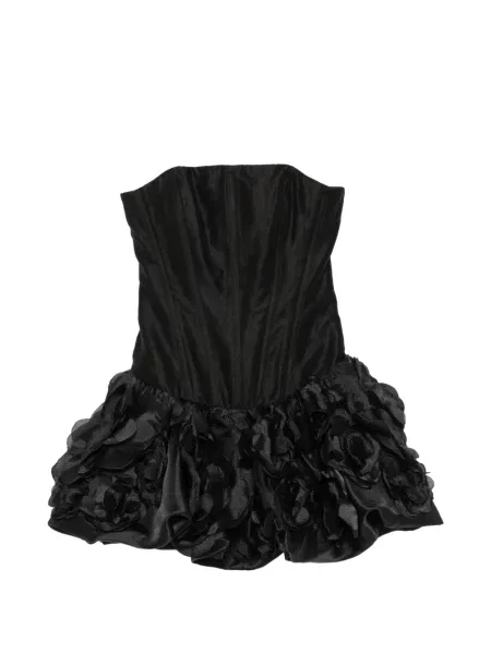 Rochie mini Aje cu model floral cu aplicații fără bretele negru